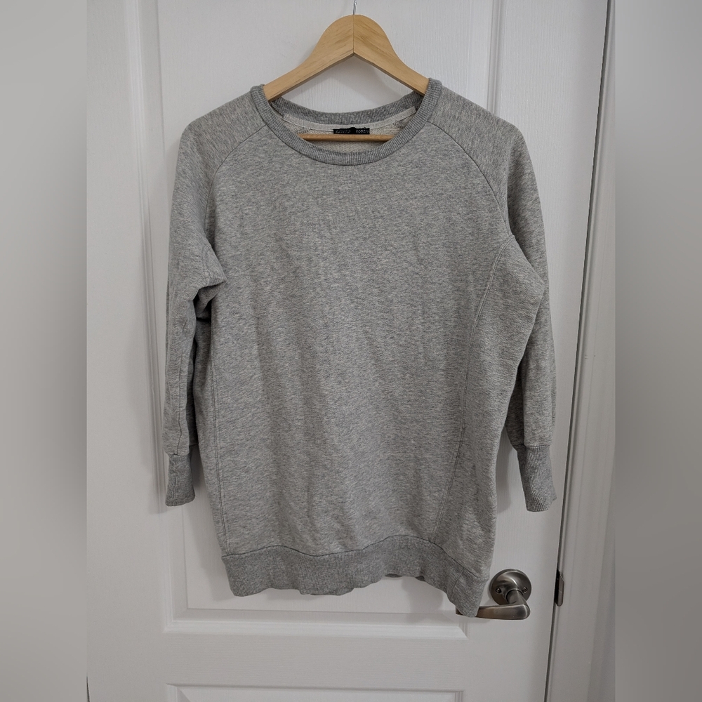 Zara Women's Grey Cotton Oversized Sweatshirt - Size Small